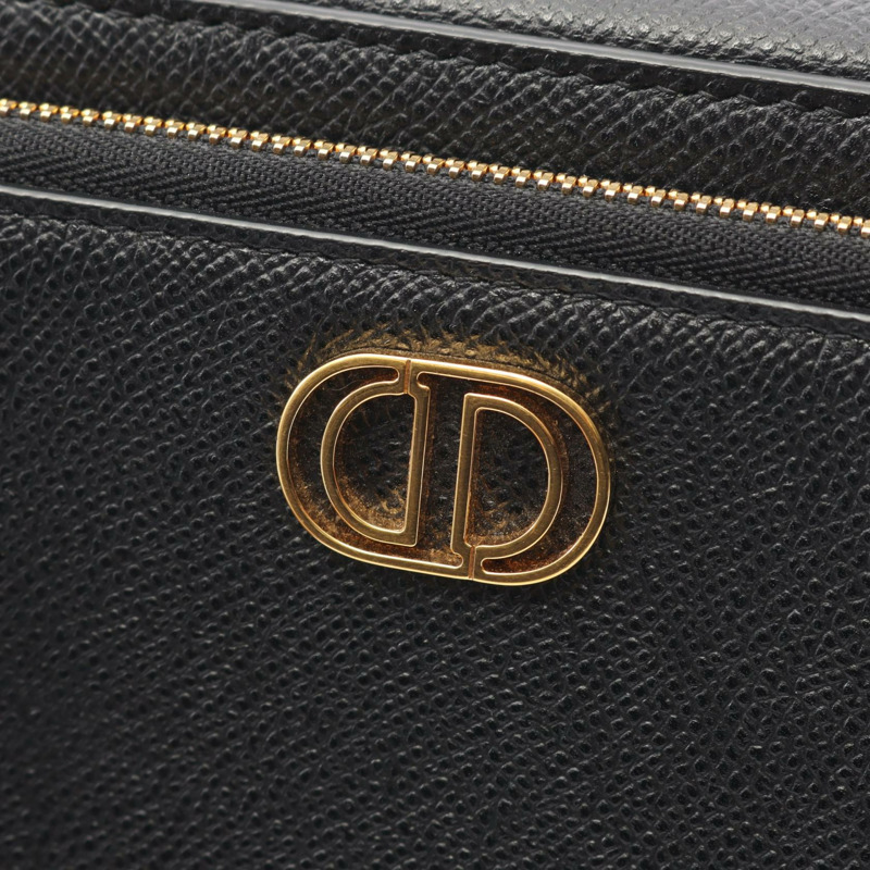 Christian Dior Caro 雙口袋肩背斜背包 S7431UBAE 黑色皮革-5