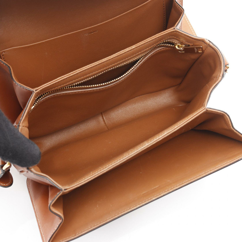 CELINE 經典 Triomphe 肩挎包 191242 帆布皮革棕色 二手-2