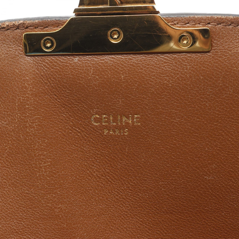 CELINE 經典 Triomphe 肩挎包 191242 帆布皮革棕色 二手-3