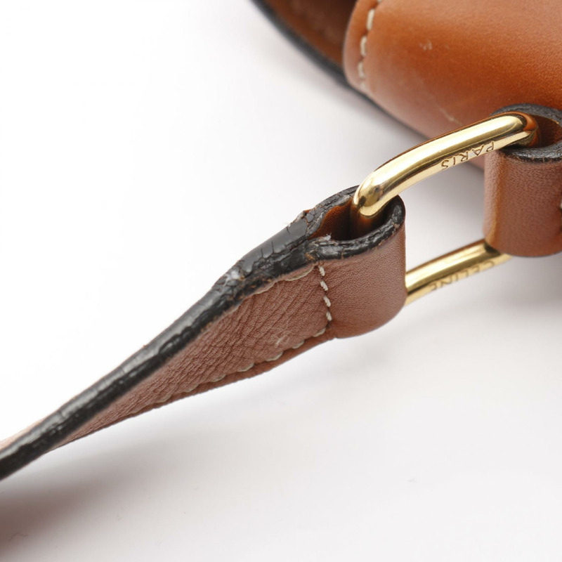 CELINE 經典 Triomphe 肩挎包 191242 帆布皮革棕色 二手-9