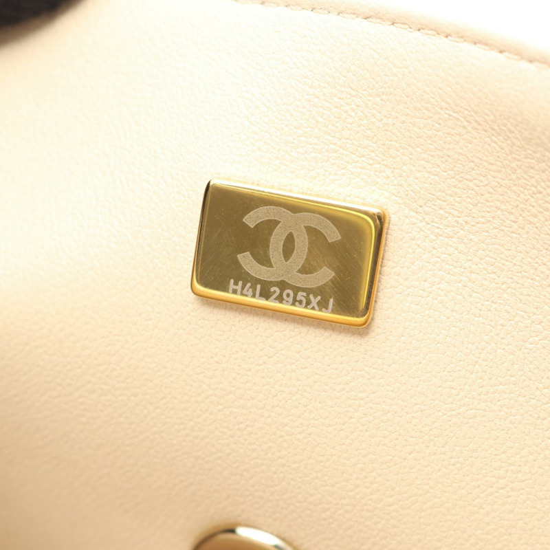 香奈兒 (CHANEL) 絎縫手柄鏈條肩背斜背包 白色皮革 二手 金色五金-4