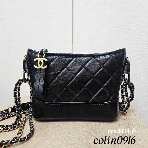 [圓夢甜價出❣️] Chanel黑牛皮菱格肩斜背流浪包