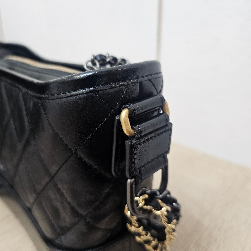 [圓夢甜價出❣️] Chanel黑牛皮菱格肩斜背流浪包-4