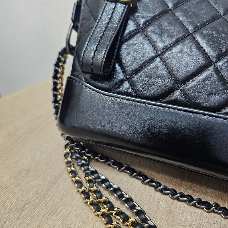 [圓夢甜價出❣️] Chanel黑牛皮菱格肩斜背流浪包-7