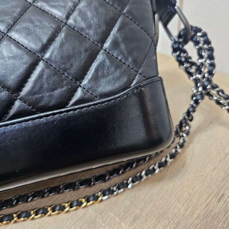 [圓夢甜價出❣️] Chanel黑牛皮菱格肩斜背流浪包-8
