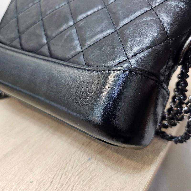 [圓夢甜價出❣️] Chanel黑牛皮菱格肩斜背流浪包-14