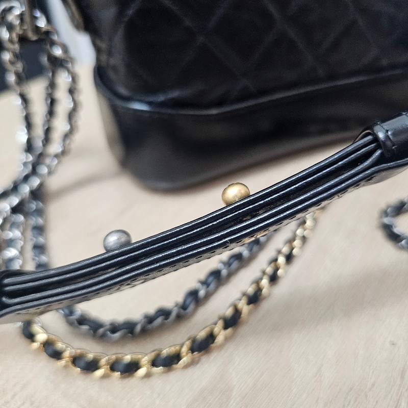 [圓夢甜價出❣️] Chanel黑牛皮菱格肩斜背流浪包-17