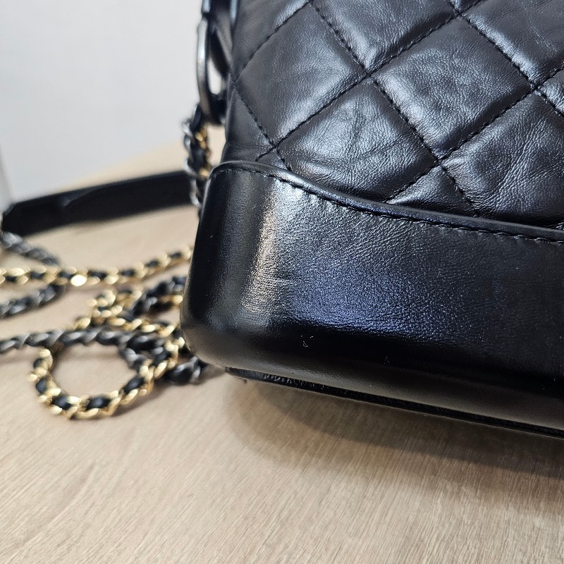 [圓夢甜價出❣️] Chanel黑牛皮菱格肩斜背流浪包-23