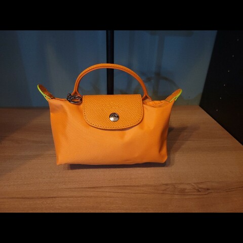 Longchamp 橘 手提包 化妝包