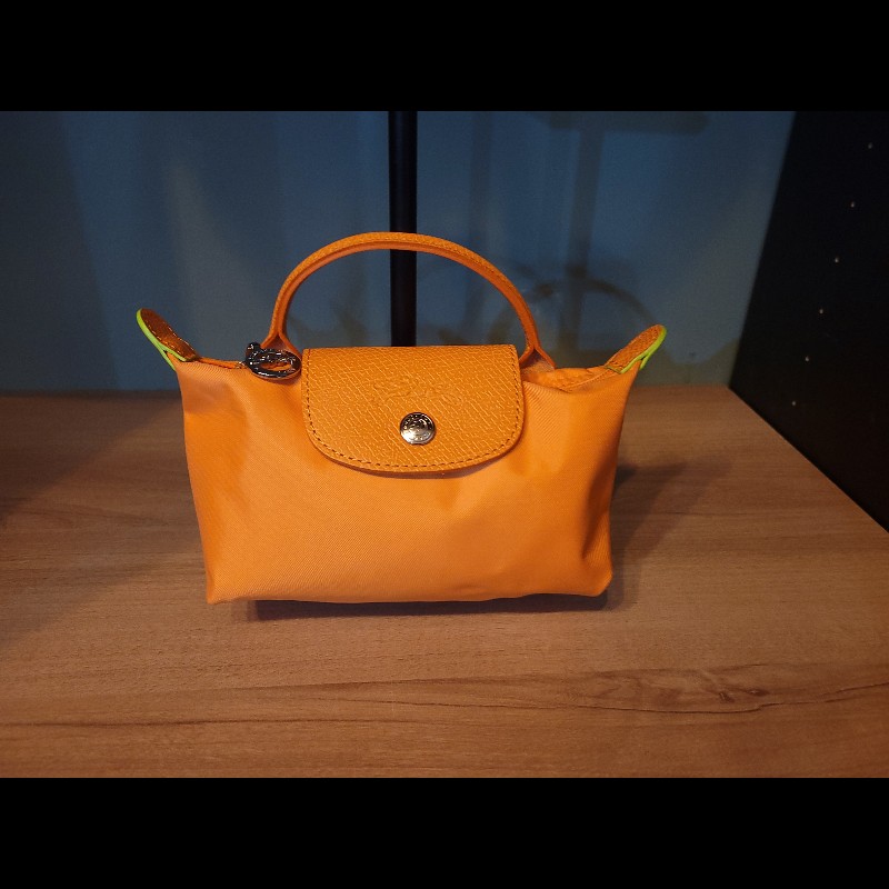 Longchamp 橘 迷你尼龍包 手提包 化妝包-0