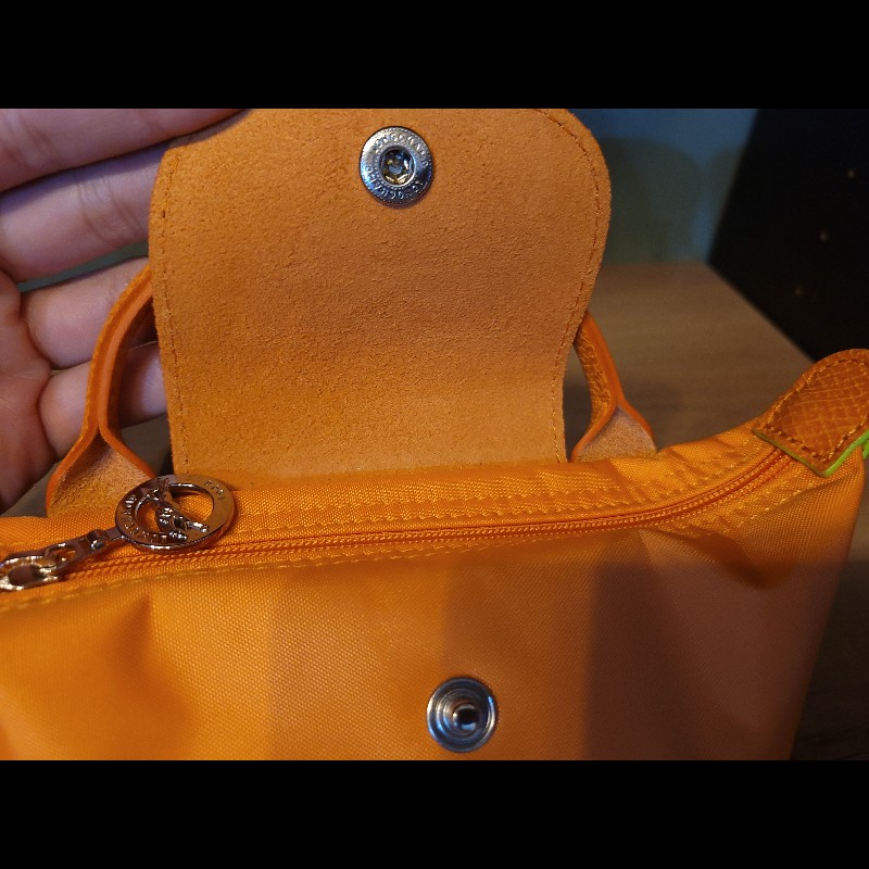 Longchamp 橘 迷你尼龍包 手提包 化妝包-11