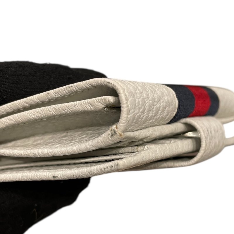 GUCCI 古馳 131020 雙折中夾 皮革 白色 銀釦-8