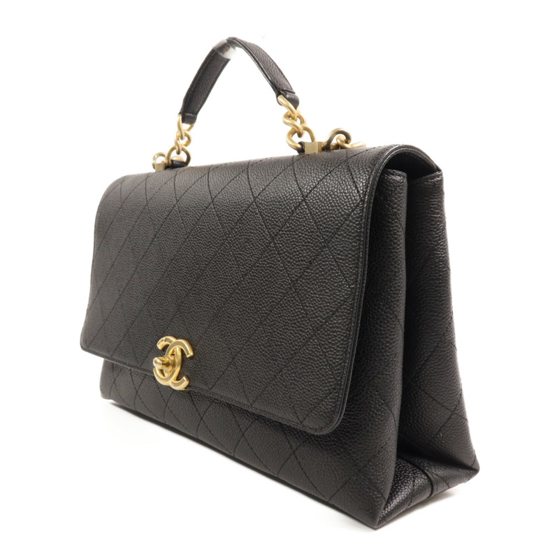 CHANEL 牛皮皮革2 Way Shoulder Bag金扣手挽肩背兩用袋-2