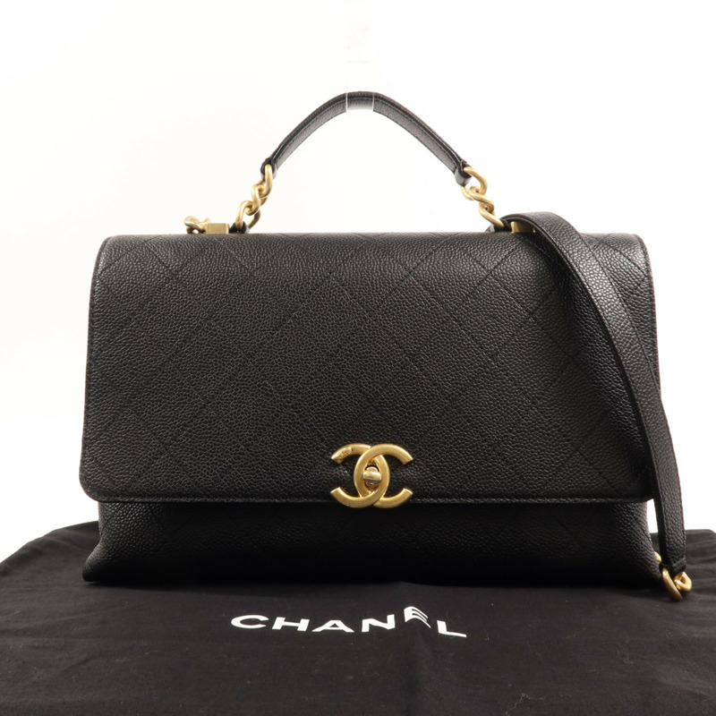 CHANEL 牛皮皮革2 Way Shoulder Bag金扣手挽肩背兩用袋-12