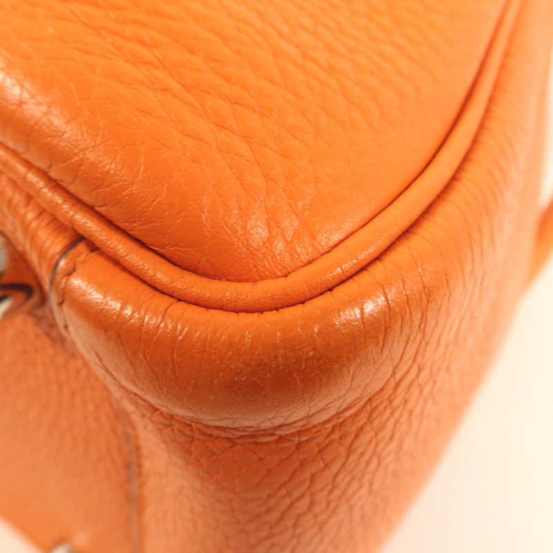 HERMES Clemence皮革Lindy 26銀扣手挽肩背兩用袋Orange-5