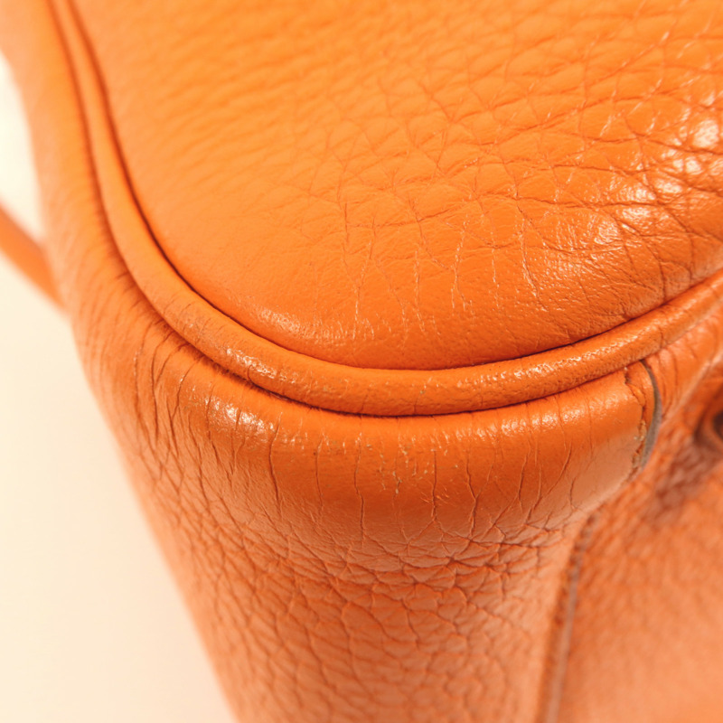 HERMES Clemence皮革Lindy 26銀扣手挽肩背兩用袋Orange-6