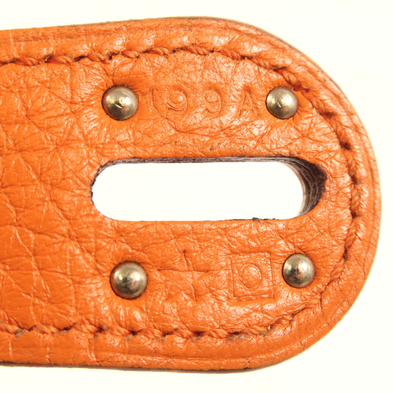 HERMES Clemence皮革Lindy 26銀扣手挽肩背兩用袋Orange-12
