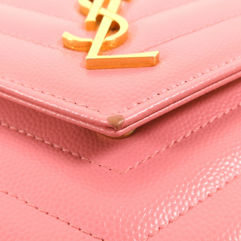 YVES SAINT LAURENT 牛皮皮革WOC金扣肩背袋-13