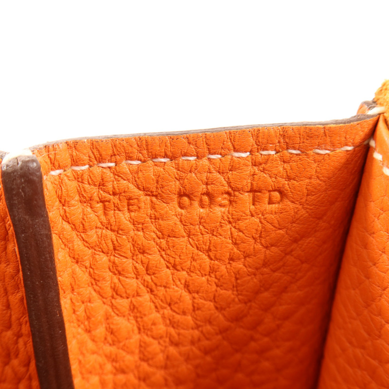 HERMES Clemence皮革Halzan 31銀扣手挽肩背兩用袋Orange-11