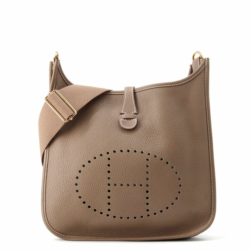 Hermes Hermès Evelyne 3 PM 單肩包,Etoupe,Taurillon Clemence,U Stamp-0