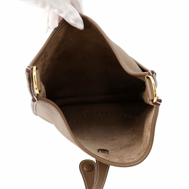 Hermes Hermès Evelyne 3 PM 單肩包,Etoupe,Taurillon Clemence,U Stamp-4