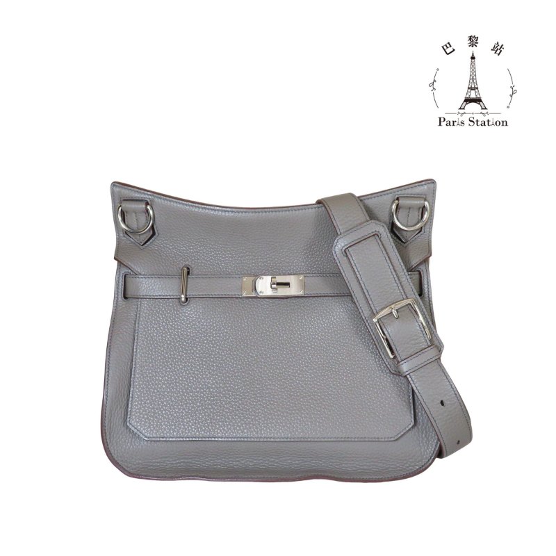 【巴黎站二手名牌專賣店】*現貨*HERMES 愛馬仕 真品*🄿刻Jypsiere 34錫器灰內拼藍吉普賽34 肩背包 斜背包-0