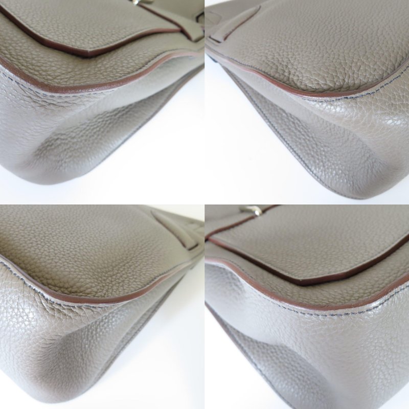 【巴黎站二手名牌專賣店】*現貨*HERMES 愛馬仕 真品*🄿刻Jypsiere 34錫器灰內拼藍吉普賽34 肩背包 斜背包-4