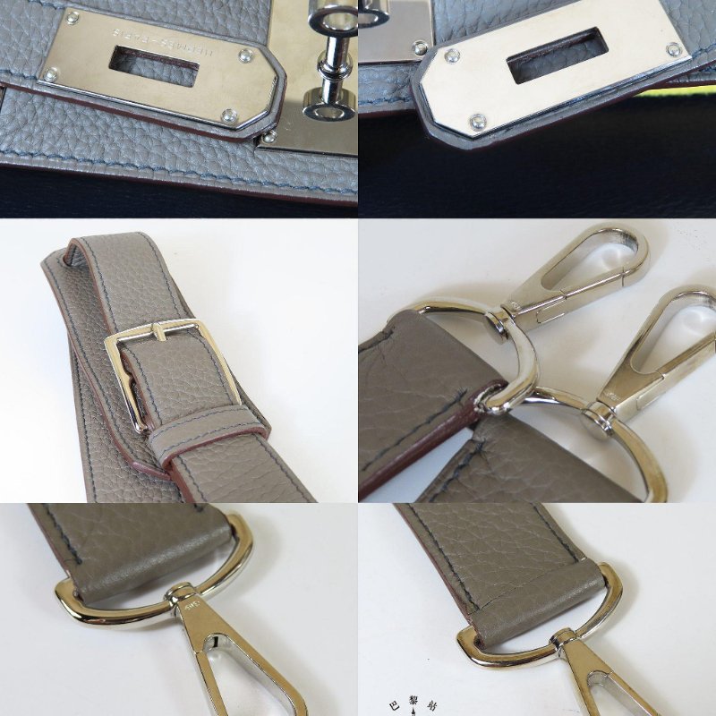 【巴黎站二手名牌專賣店】*現貨*HERMES 愛馬仕 真品*🄿刻Jypsiere 34錫器灰內拼藍吉普賽34 肩背包 斜背包-7