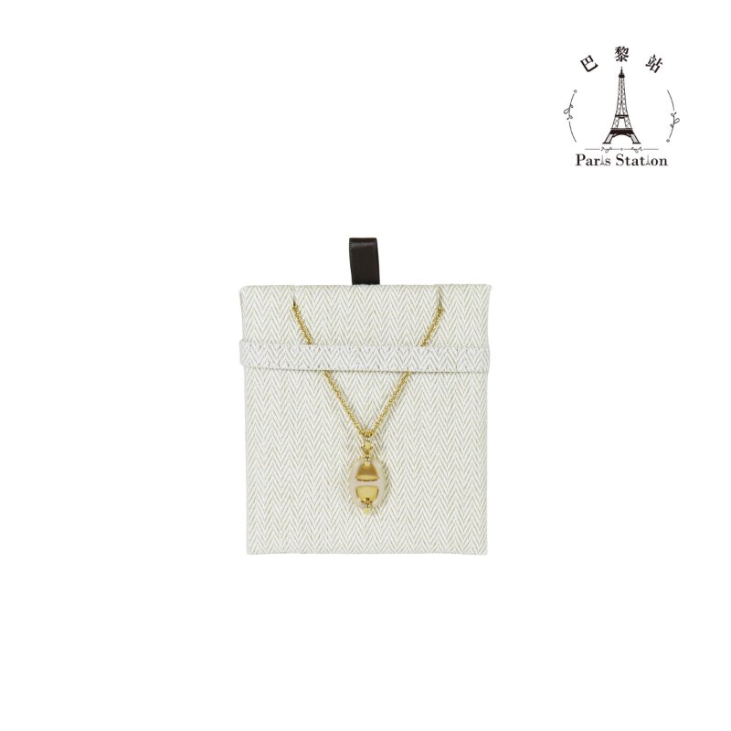 【巴黎站二手名牌專賣店】*現貨*HERMES 愛馬仕 真品*奶油白經典豬鼻子金項鍊-0