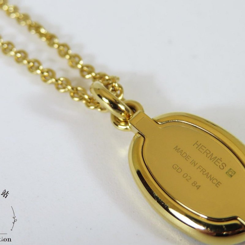 【巴黎站二手名牌專賣店】*現貨*HERMES 愛馬仕 真品*奶油白經典豬鼻子金項鍊-3