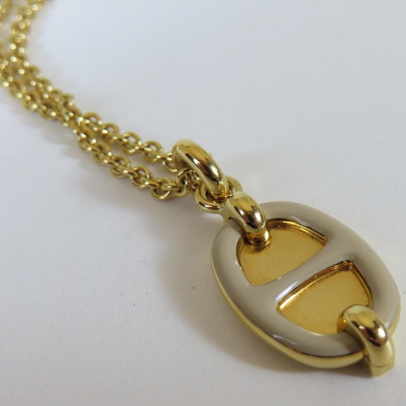 【巴黎站二手名牌專賣店】*現貨*HERMES 愛馬仕 真品*奶油白經典豬鼻子金項鍊-4