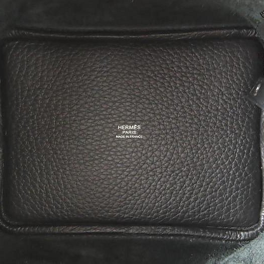 【巴黎站二手名牌專賣店】*現貨*HERMES 愛馬仕 真品*U刻 PICOTIN 18黑色牛皮銀釦手提包 菜籃子-3