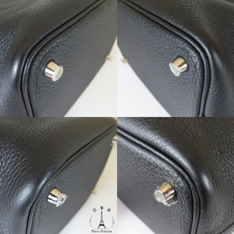 【巴黎站二手名牌專賣店】*現貨*HERMES 愛馬仕 真品*U刻 PICOTIN 18黑色牛皮銀釦手提包 菜籃子-5