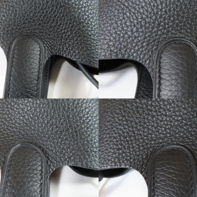 【巴黎站二手名牌專賣店】*現貨*HERMES 愛馬仕 真品*U刻 PICOTIN 18黑色牛皮銀釦手提包 菜籃子-6