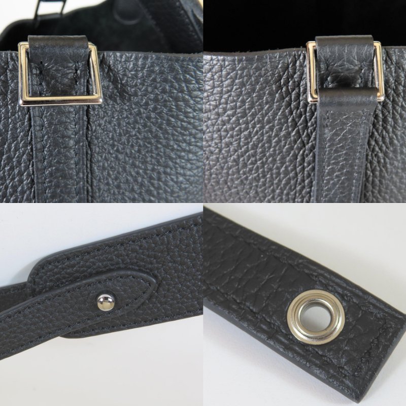 【巴黎站二手名牌專賣店】*現貨*HERMES 愛馬仕 真品*U刻 PICOTIN 18黑色牛皮銀釦手提包 菜籃子-7