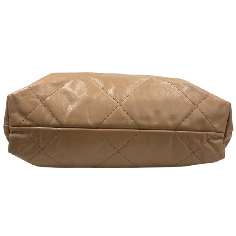 CHANEL 香奈兒 22托特包 小號 垃圾袋 油蠟皮 奶茶色 銀釦-5