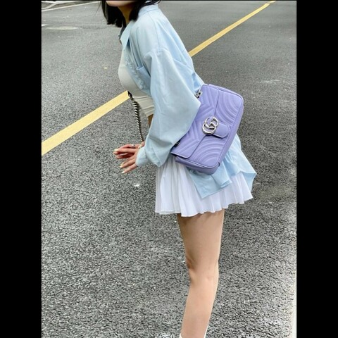 Gucci 新款 GG Marmont Sorbet雪酪粉紫色