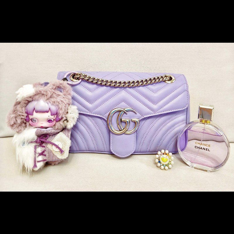 Gucci 新款 GG Marmont Sorbet雪酪粉紫色-6