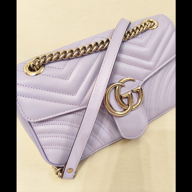 Gucci 新款 GG Marmont Sorbet雪酪粉紫色-18