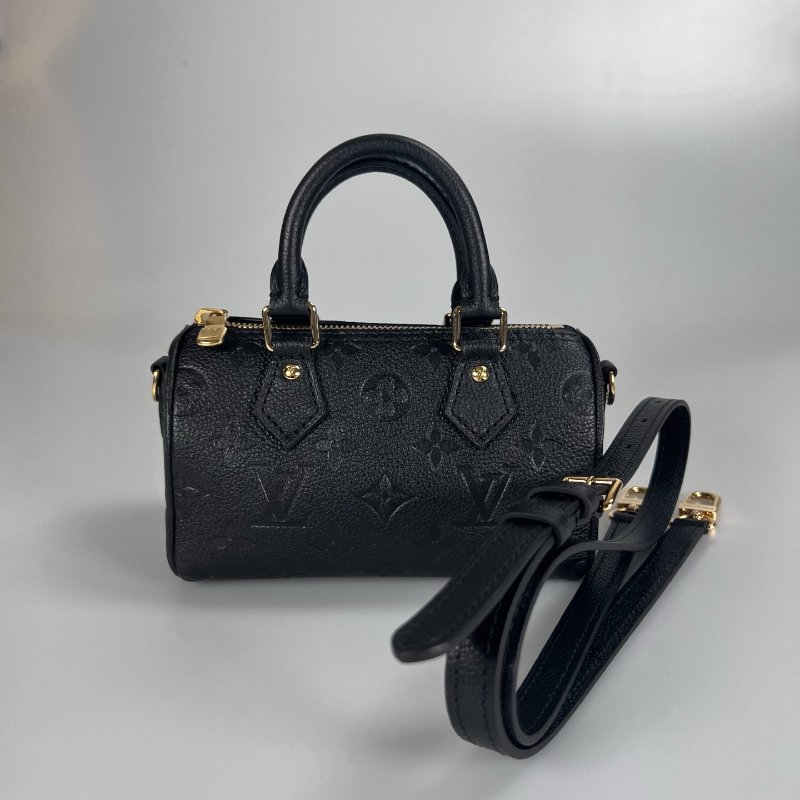 LV M82450/晶片款 黑皮革壓紋Nano Speedy包-0