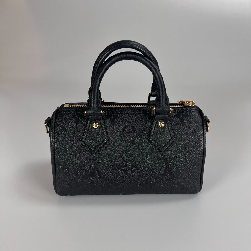 LV M82450/晶片款 黑皮革壓紋Nano Speedy包-1