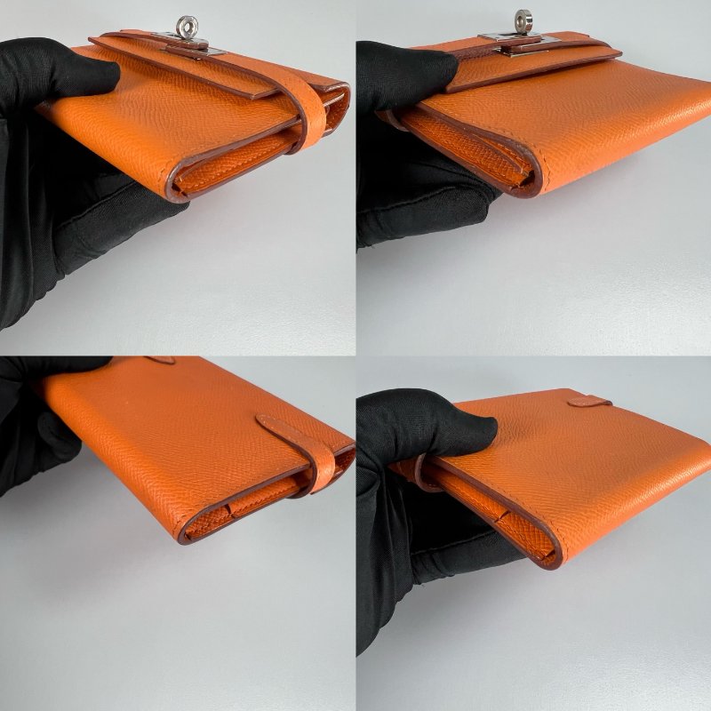 HERMES □M刻 橘色Kelly零錢包-10