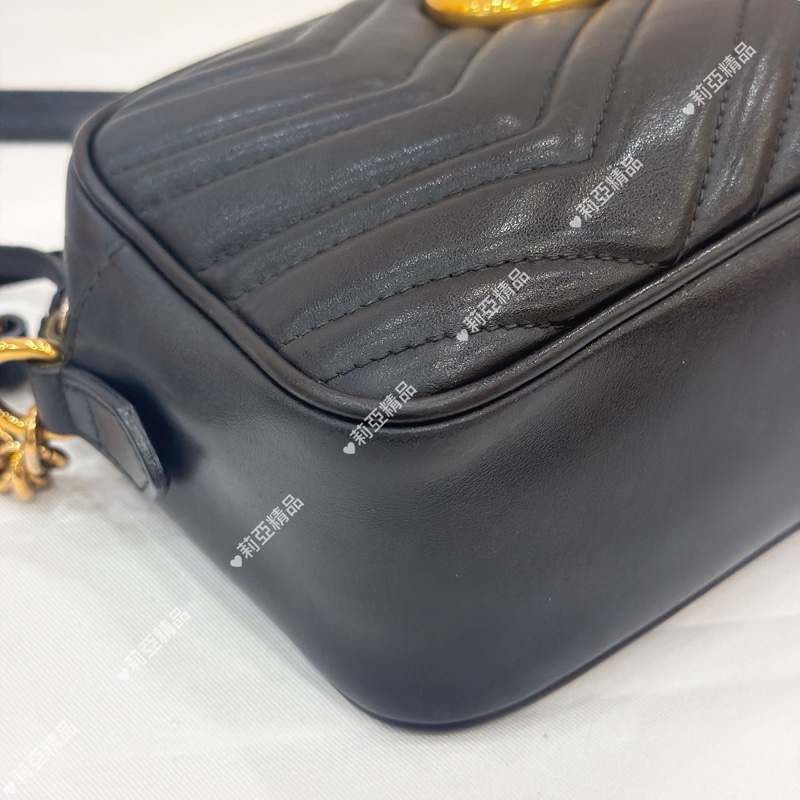 莉亞精品♡GUCCI 馬夢相機包 黑金 二手-5