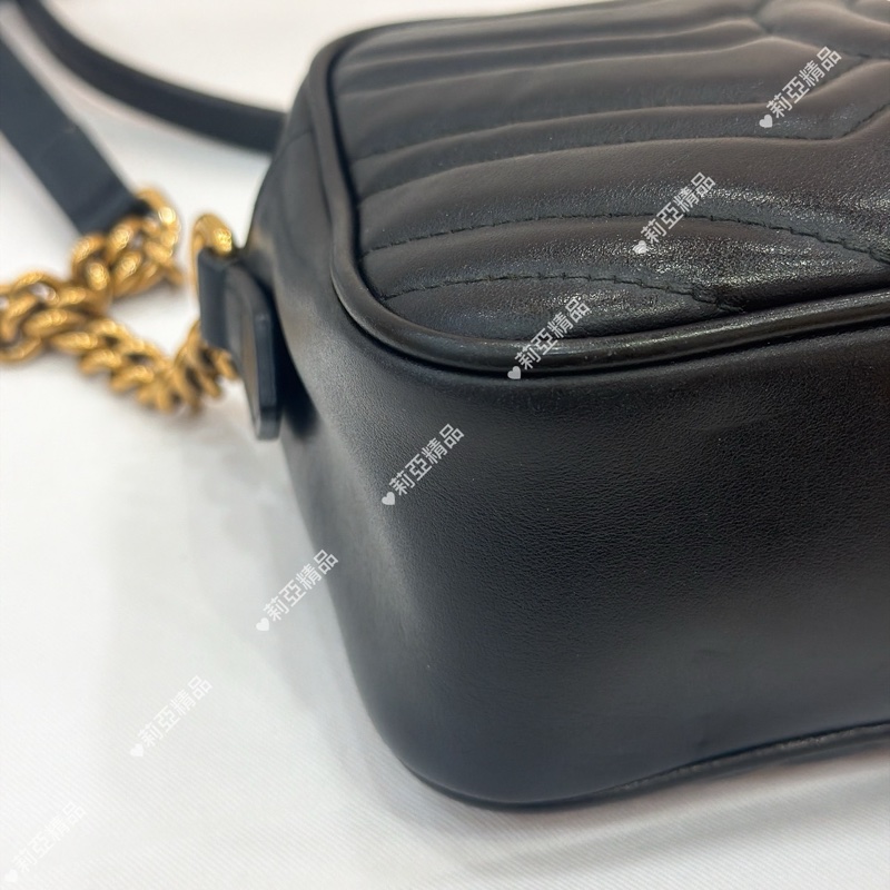 莉亞精品♡GUCCI 馬夢相機包 黑金 二手-7