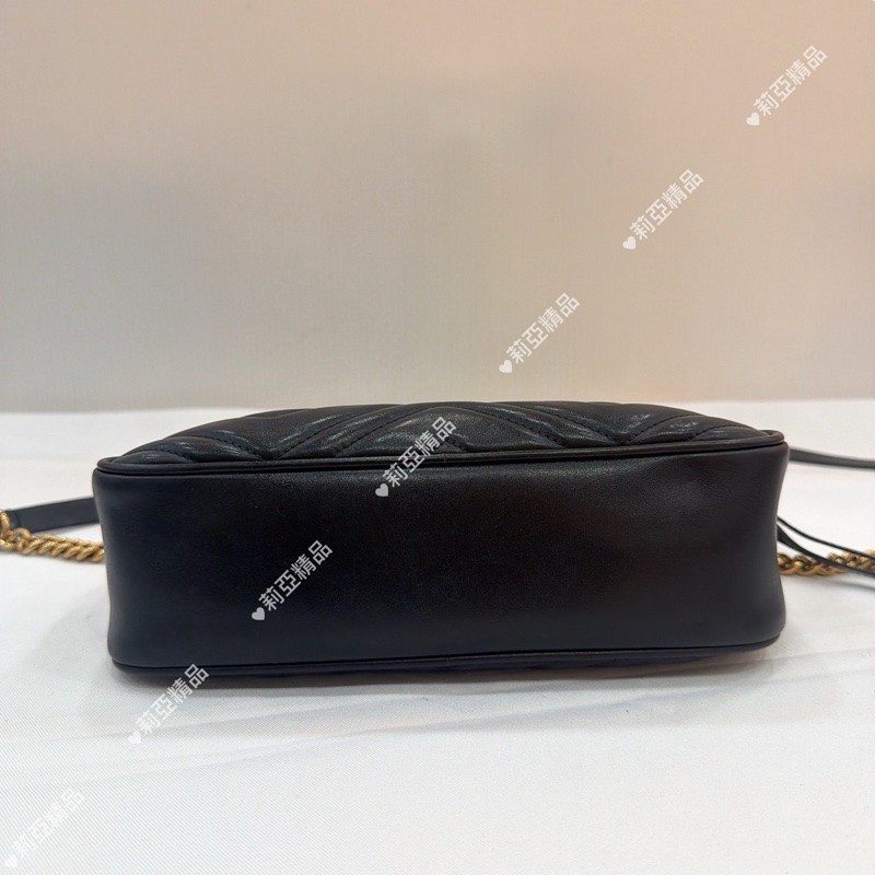 莉亞精品♡GUCCI 馬夢相機包 黑金 二手-9