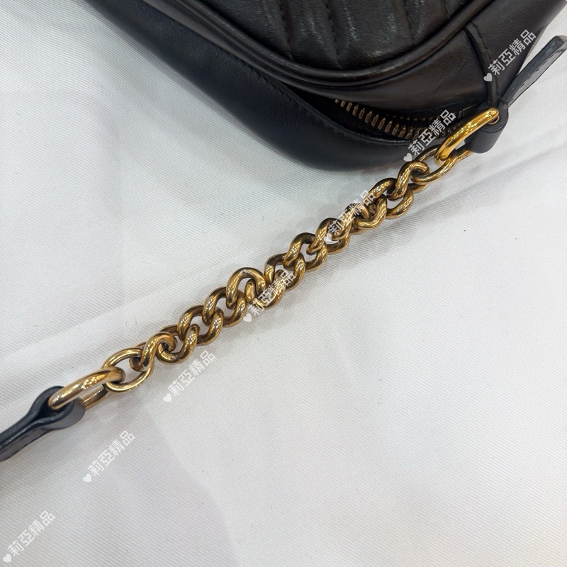 莉亞精品♡GUCCI 馬夢相機包 黑金 二手-13