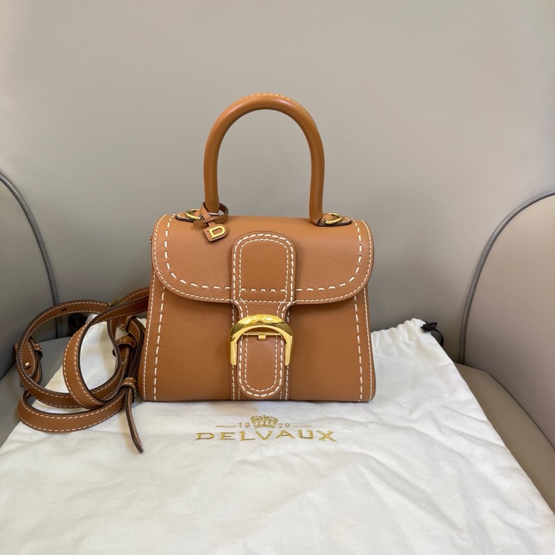 ✨Delvaux 德爾沃 外縫 brilliant 小號 焦糖色🍮-2