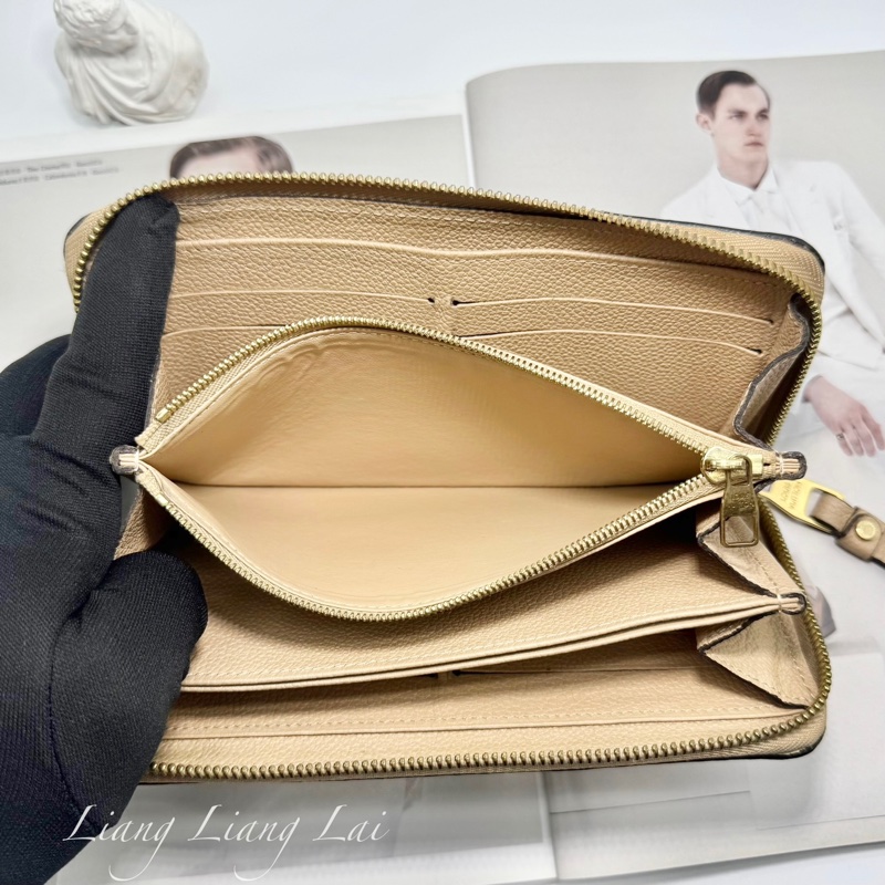 Louis Vuitton LV Monogram Empreinte 壓紋牛皮米色拉鍊長夾-7