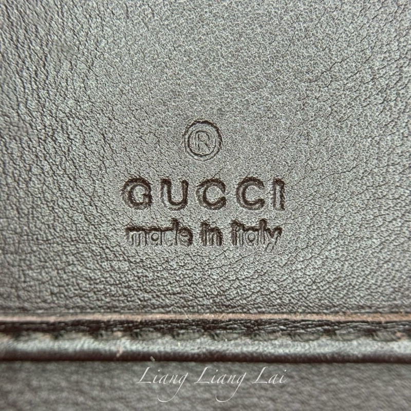 GUCCI GG 壓紋皮革半全開拉鍊深咖啡色長夾-2