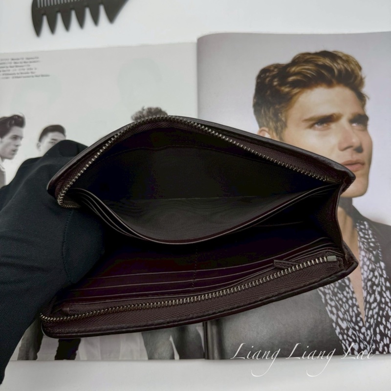 GUCCI GG 壓紋皮革半全開拉鍊深咖啡色長夾-8